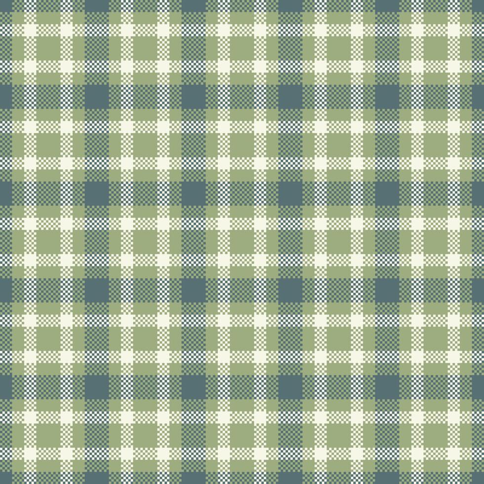 Elegant green and white pixelated plaid pattern. Perfect for textile design, website backgrounds, or crafting projects. Subtle texture adds visual interest. Versatile and stylish. vector