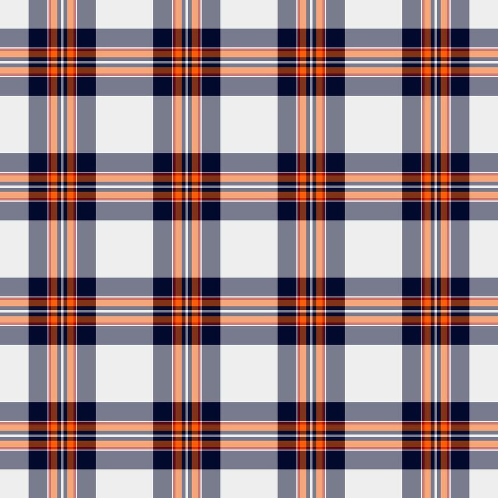 Stylish orange, navy, and gray plaid pattern. Perfect for textile design, fashion, website backgrounds, or any project needing a classic yet modern feel. High-resolution seamless repeat. vector