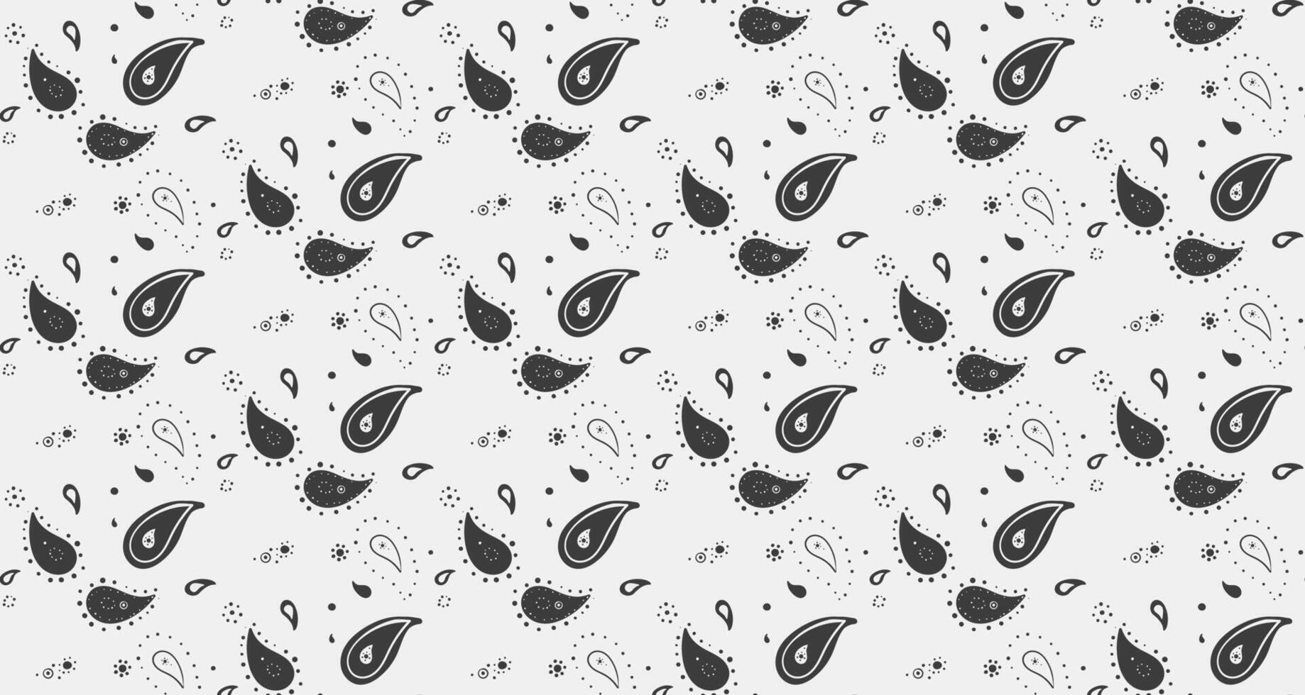 Stylish monochrome paisley pattern. Elegant teardrop shapes and dots create a sophisticated textile design. Ideal for fashion, wrapping paper, or website backgrounds. vector