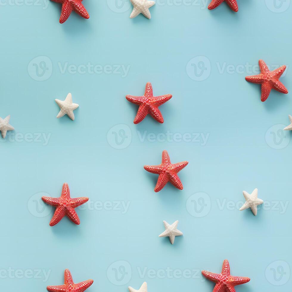 Colorful starfish patterns on blue background nature photography coastal environment aesthetic viewpoint photo