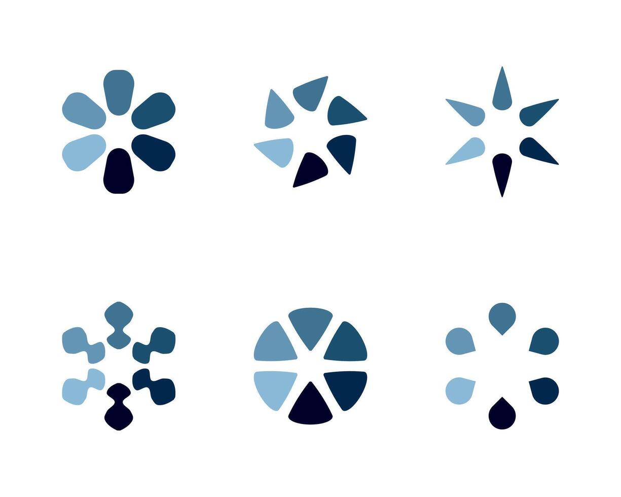 Six abstract, geometric shapes in cool blue tones. Perfect for website design, app interfaces, logos, or presentations needing a modern, clean aesthetic. vector