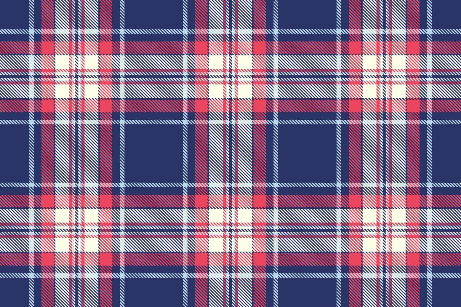 Stylish navy, pink, and cream plaid pattern. Perfect for textile design, website backgrounds, or fashion projects. This seamless texture offers a classic yet modern feel. vector