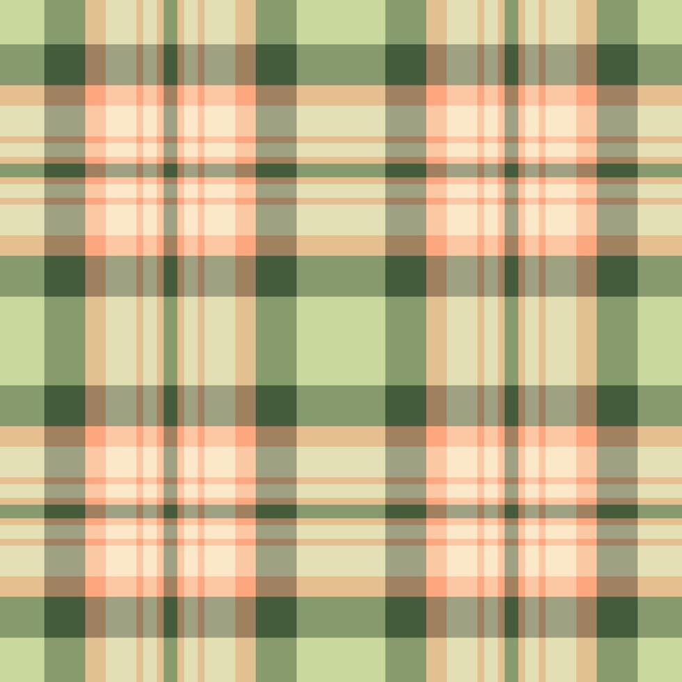 Subtle pastel plaid pattern in peach, green, and beige. Perfect for textile design, website backgrounds, or packaging. Creates a calming and sophisticated aesthetic. Ideal for fall or spring themes. vector