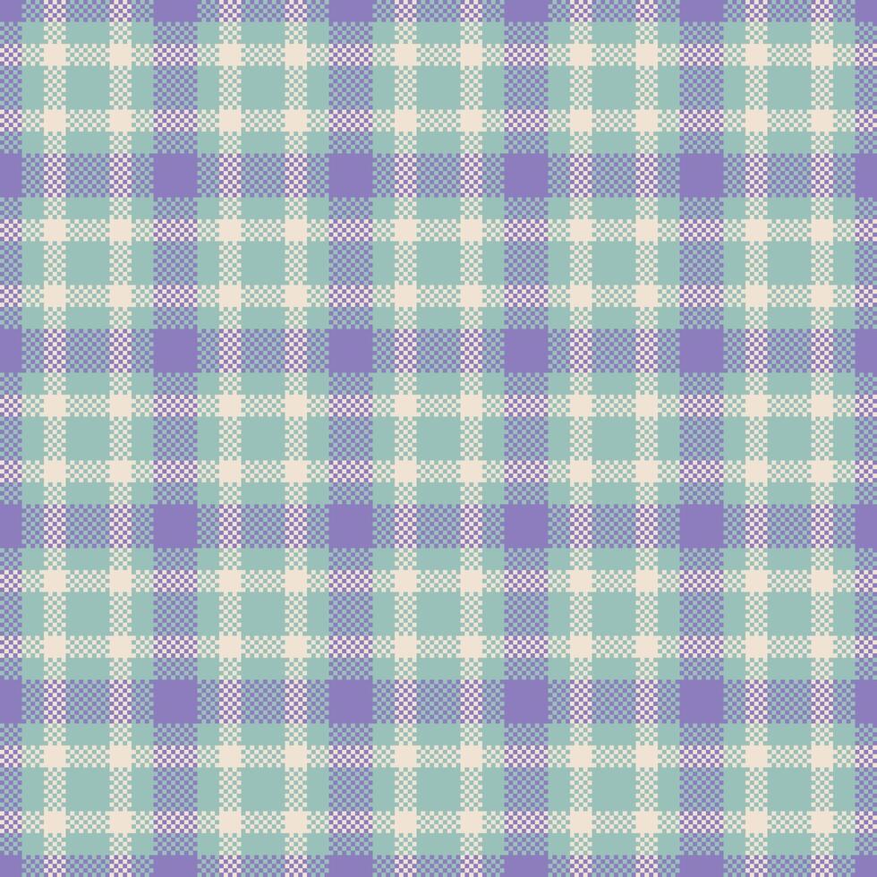 Seamless pastel plaid pattern. Soft teal, purple, and cream tones create a gentle, versatile design ideal for textile prints, website backgrounds, or stationery. vector