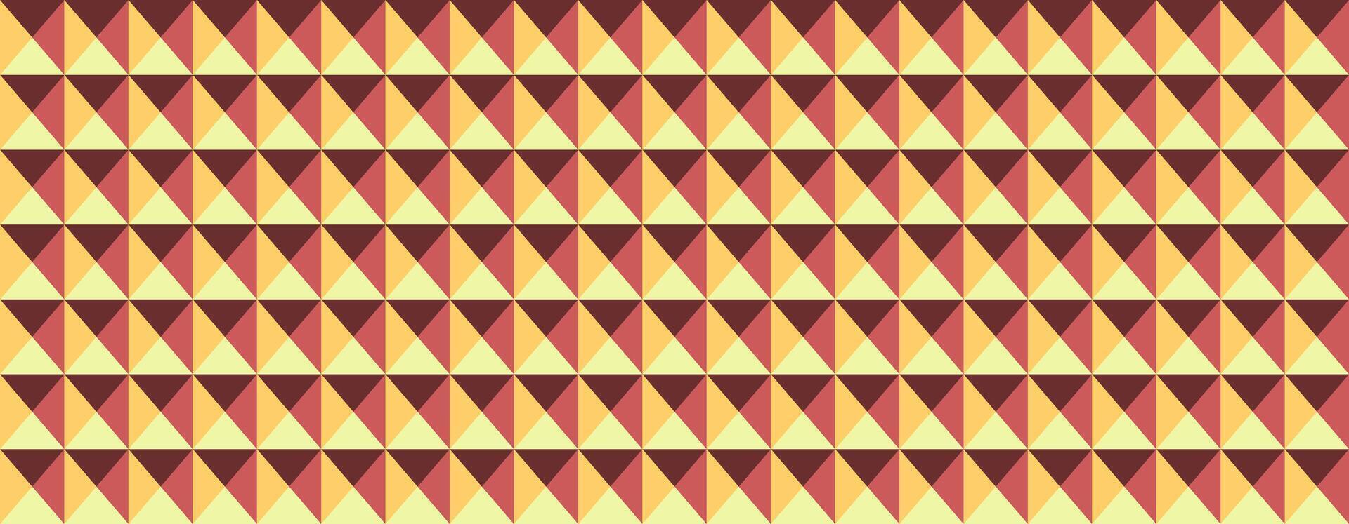Vibrant geometric pattern featuring a seamless array of triangles in warm, earthy tones. Ideal for backgrounds, textile designs, and website assets. vector