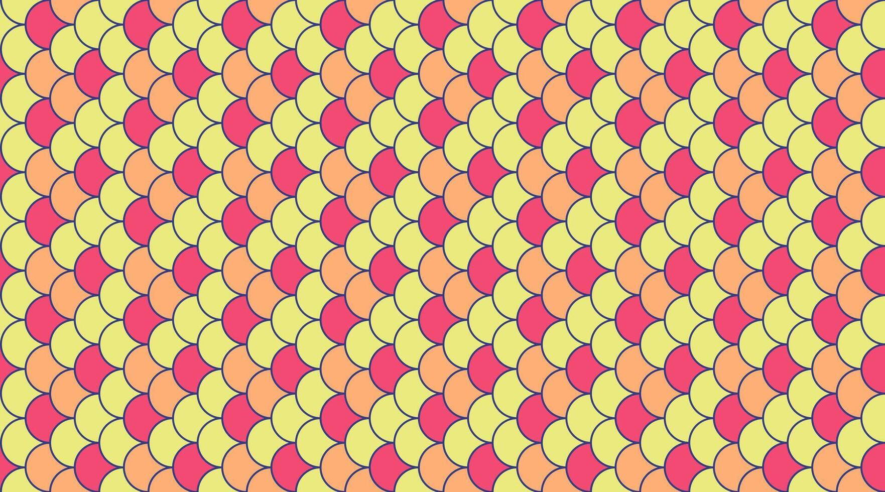 Vibrant, seamless pattern of overlapping circles in pastel shades of yellow, orange, and pink. vector