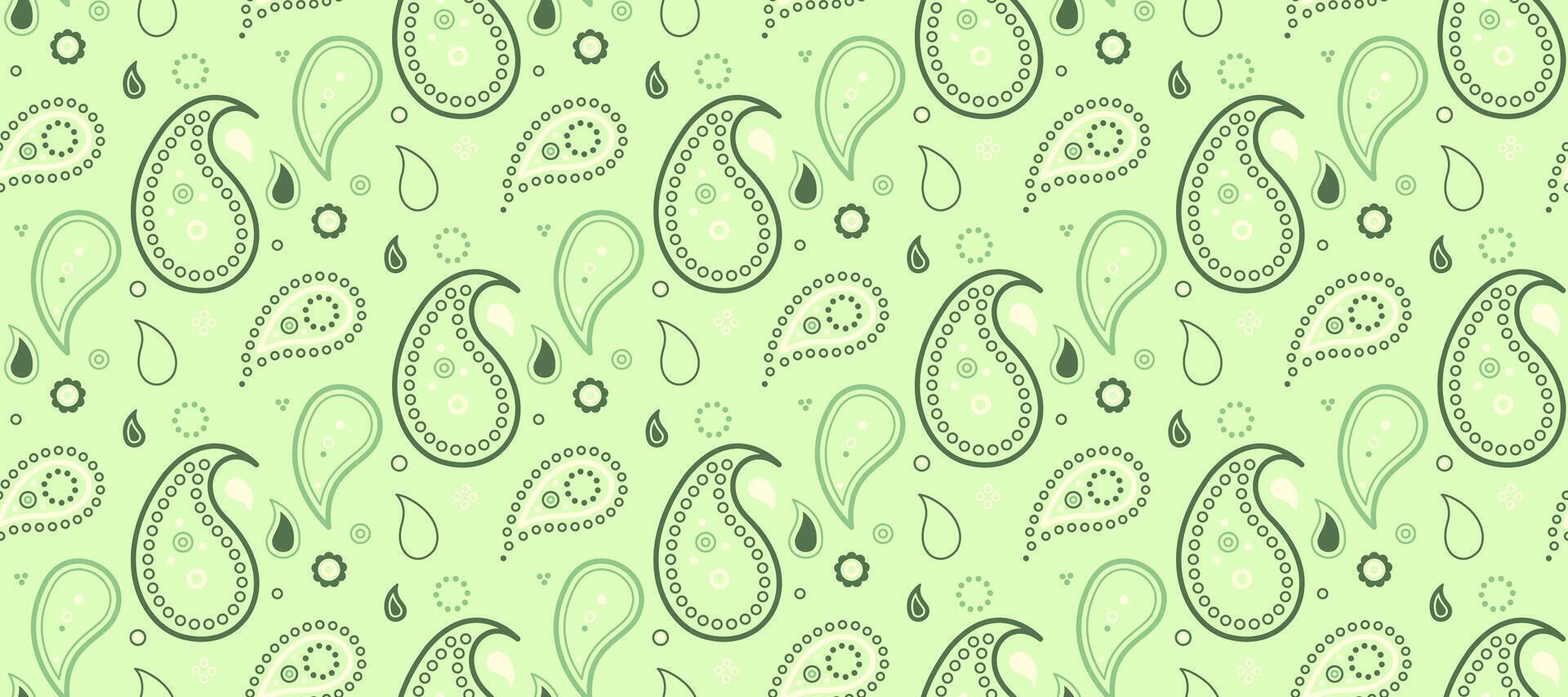 Elegant paisley pattern in soft green hues. Perfect for textile design, wallpaper, or website backgrounds. Subtle yet stylish, this repeat design adds a touch of sophistication. vector