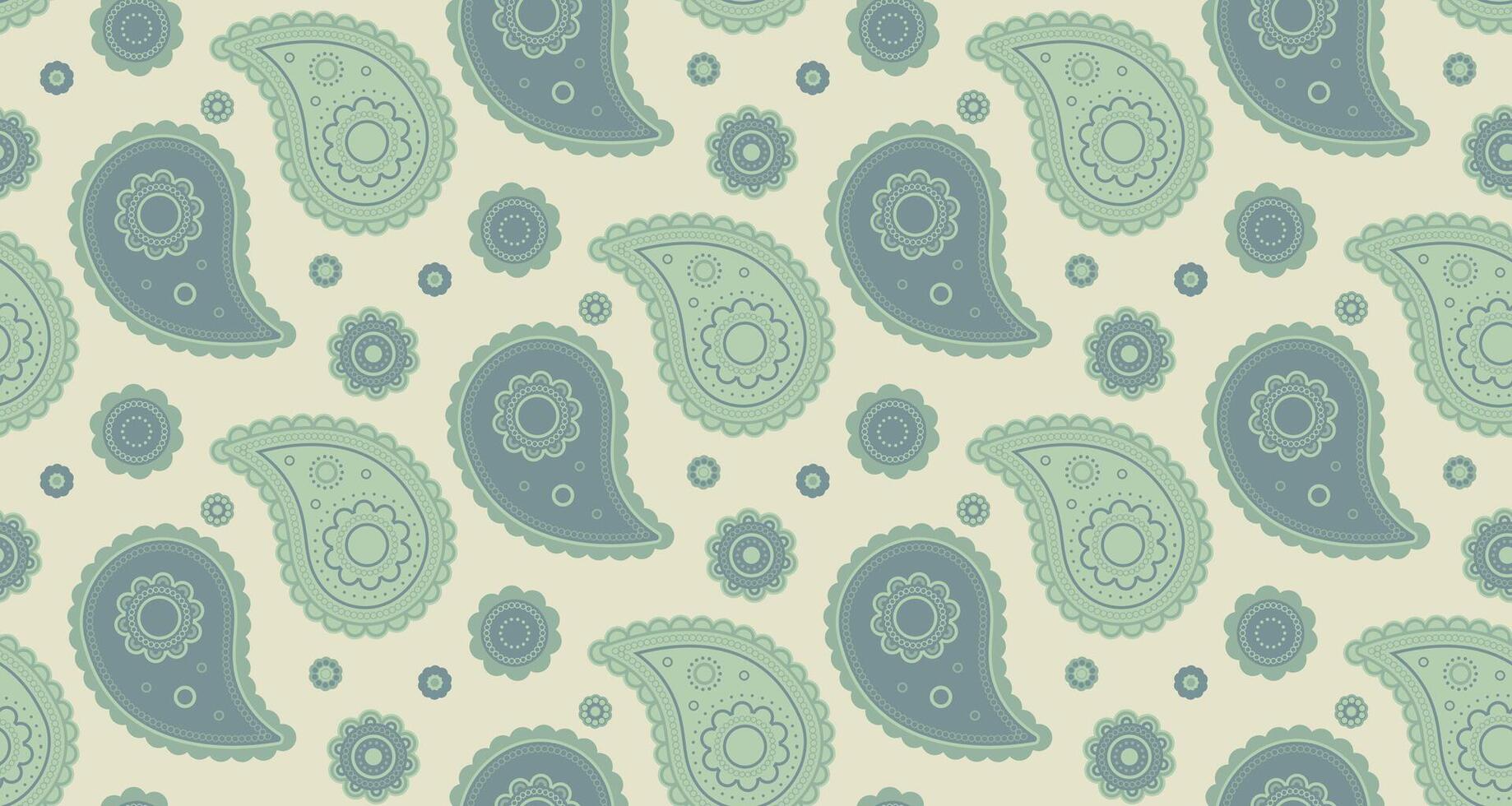 Elegant paisley pattern in soft green hues. Perfect for textile design, wallpaper, or website backgrounds. Subtle and sophisticated, this design offers a calming aesthetic. vector