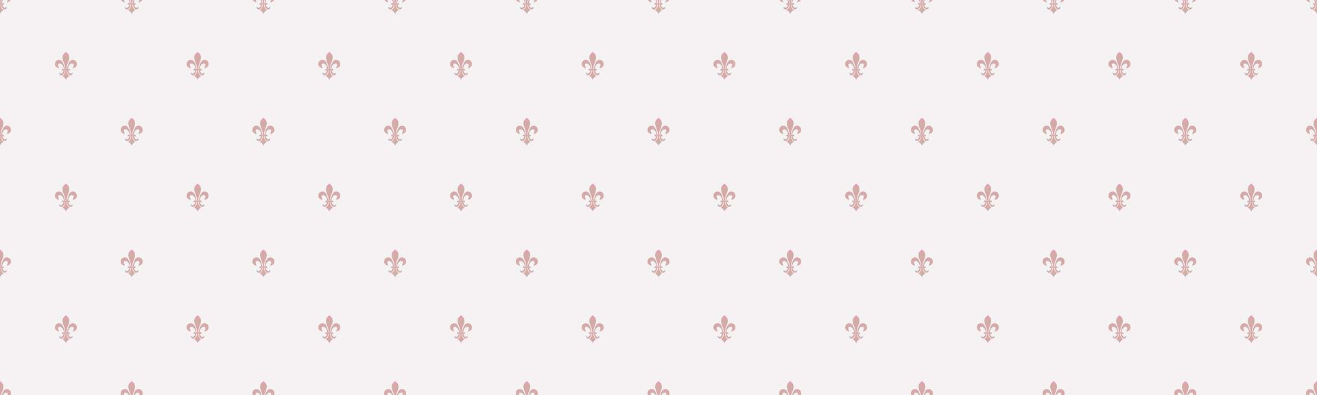 Elegant blush pink fleur-de-lis pattern on a white background. Perfect for website backgrounds, wedding stationery, or feminine branding. Subtle, repeating design adds a touch of regal sophistication. vector