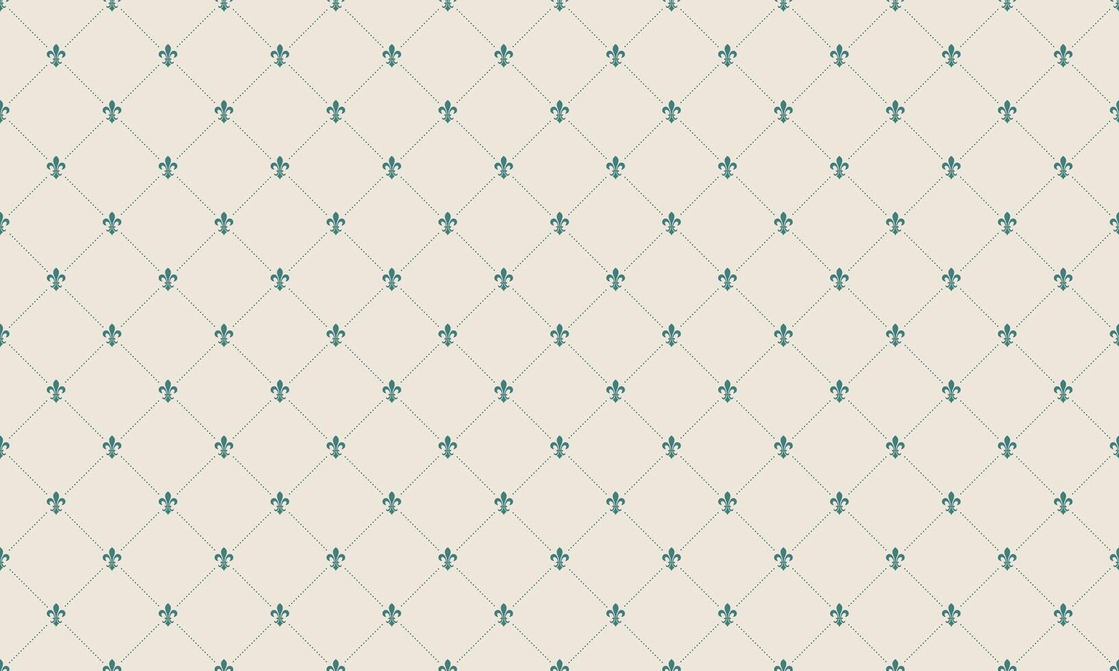 Elegant teal fleur-de-lis pattern on a beige background. Perfect for wedding invitations, wallpaper, textile designs, and website backgrounds. vector