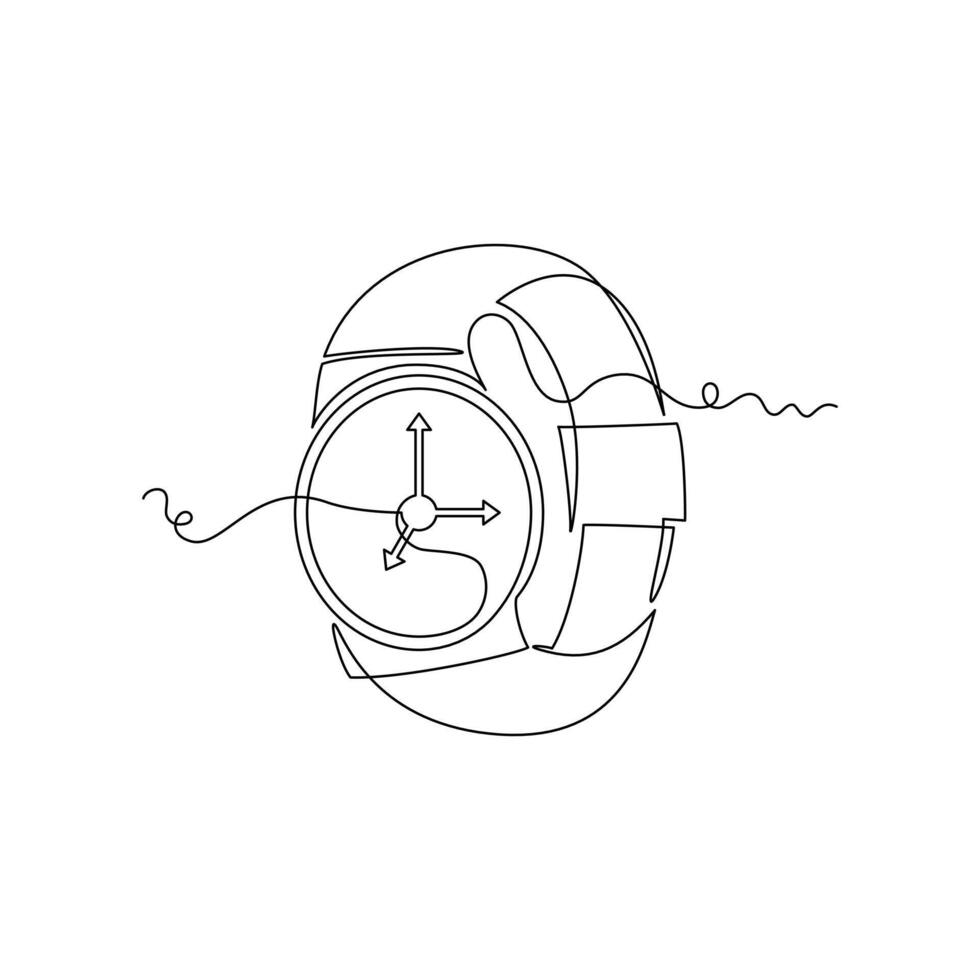 one line art watch illustration. line art, one continuous line, simple, hand drawn and sketch style. for icons, symbols, signs or logos vector