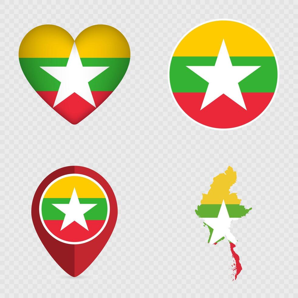 Myanmar Flag Icons Pack. illustration. vector