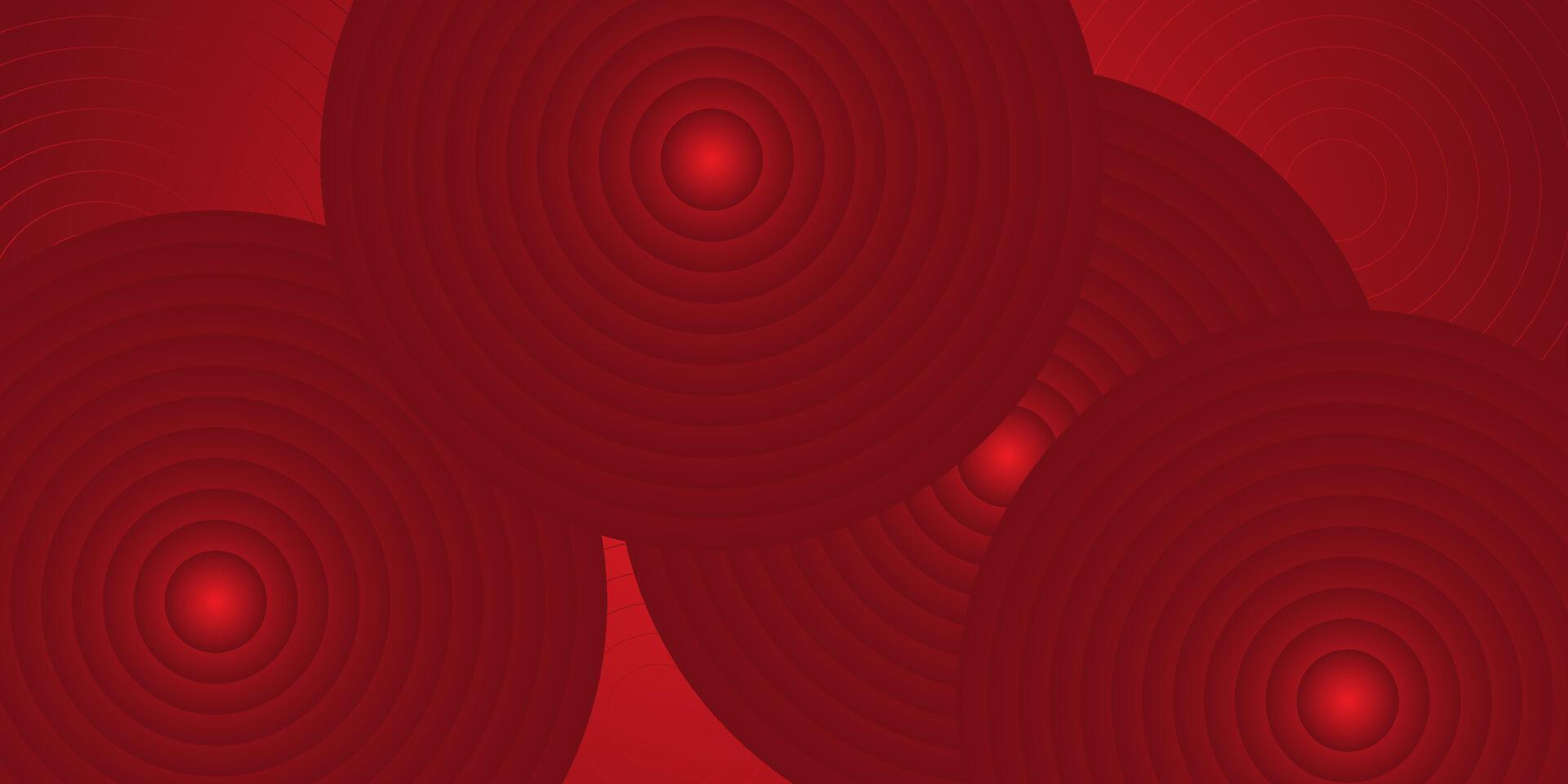 Abstract dark red background with simple 3D circles overlapping with layered red space design. Cool design. Eps10 vector