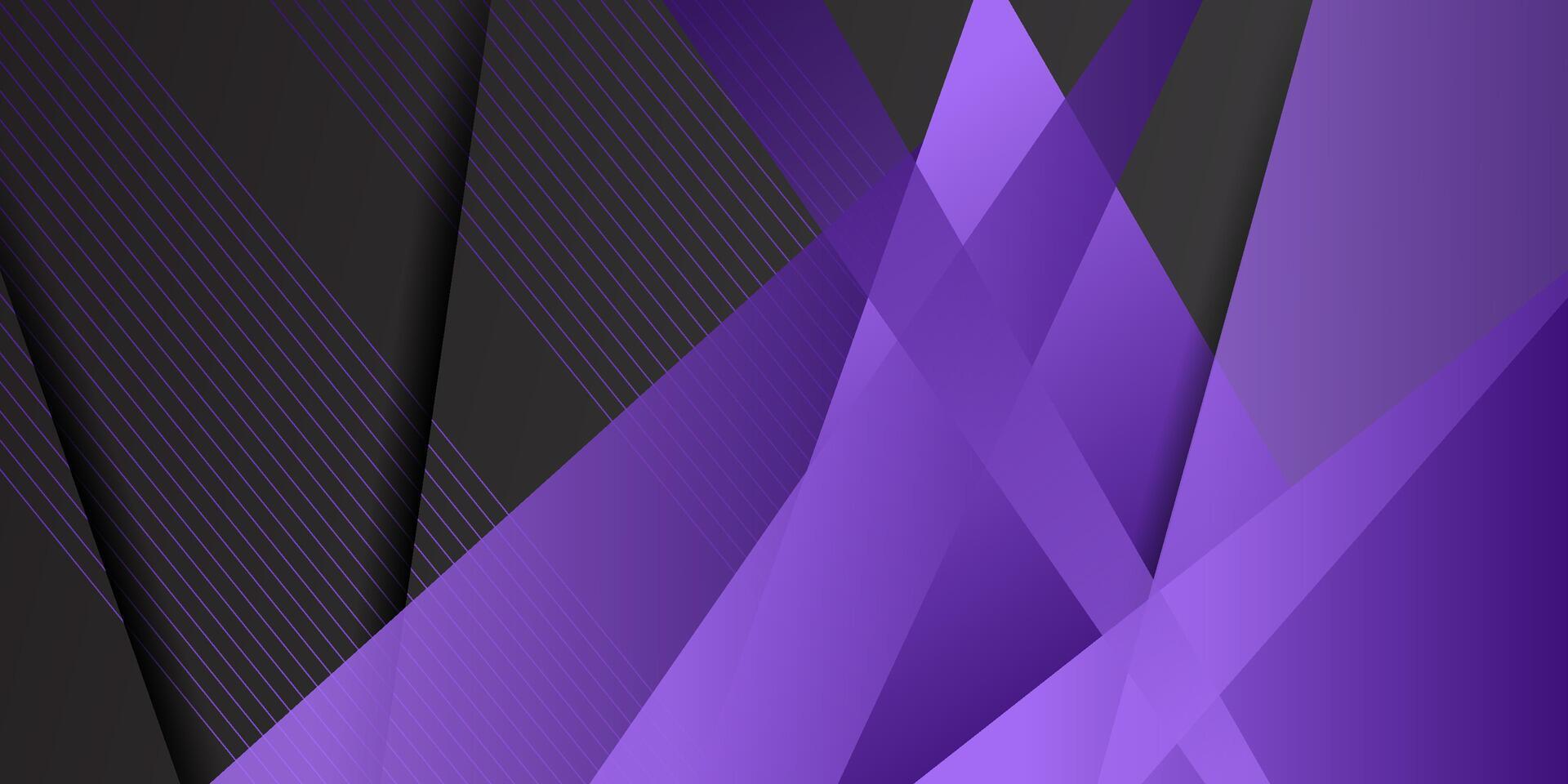 Abstract geometric futuristic background with colorful black gradient background design. Overlapping purple lines pattern. Eps10 vector