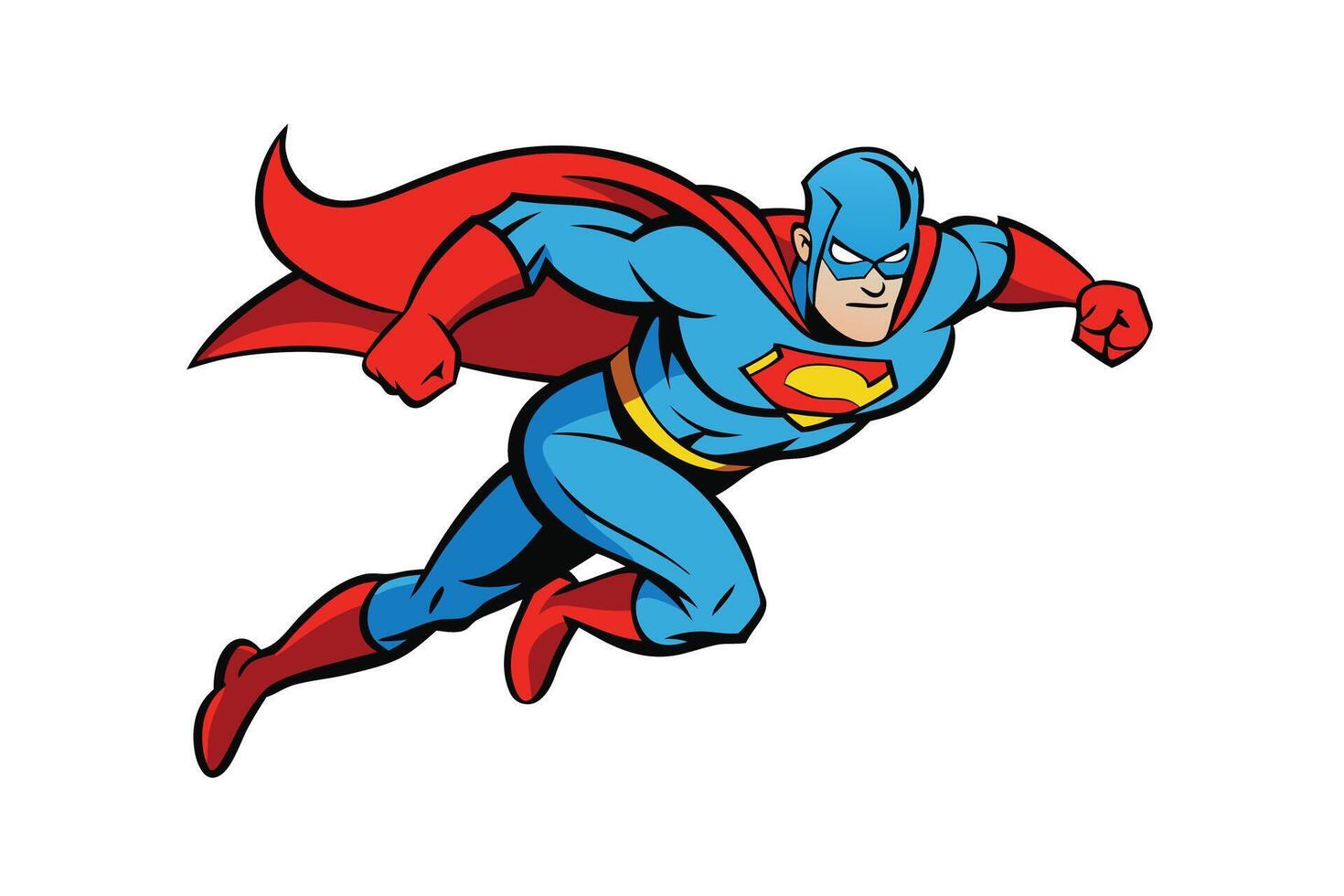 Powerful superhero art with a red cape, bold poses, and striking colors, ideal for comics, pop art, or graphic design projects vector