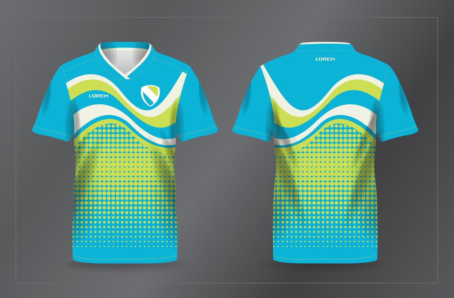 blue and green wave abstract sport jersey for football and soccer shirt template vector