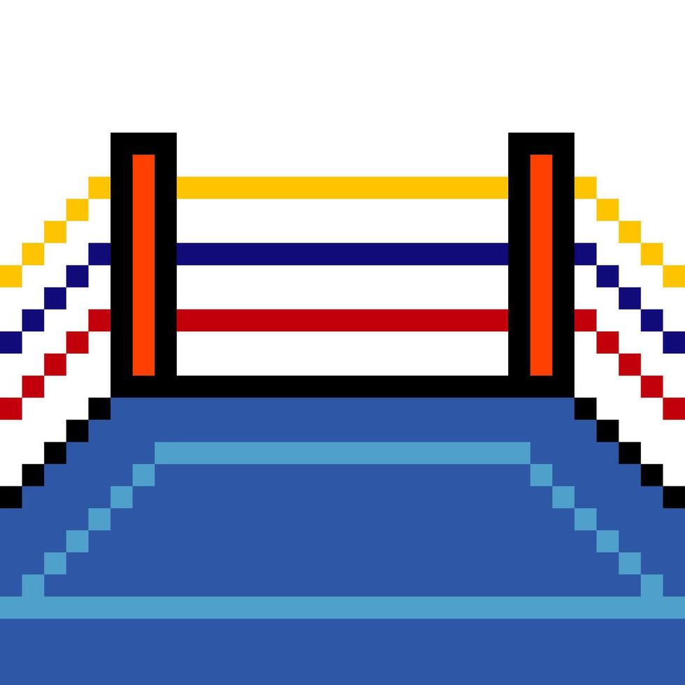 Empty boxing ring in pixel art style vector