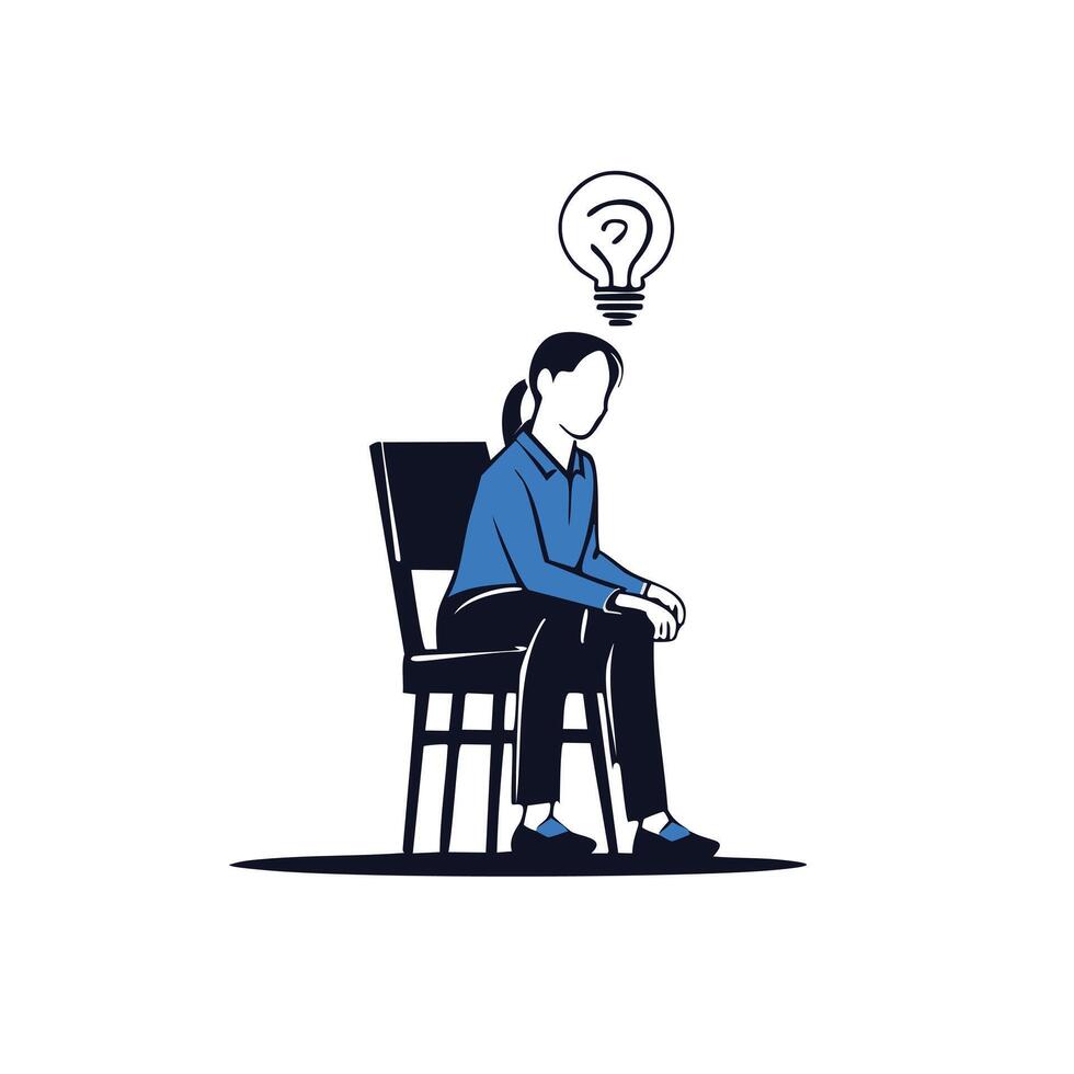 girl deep in thought vector