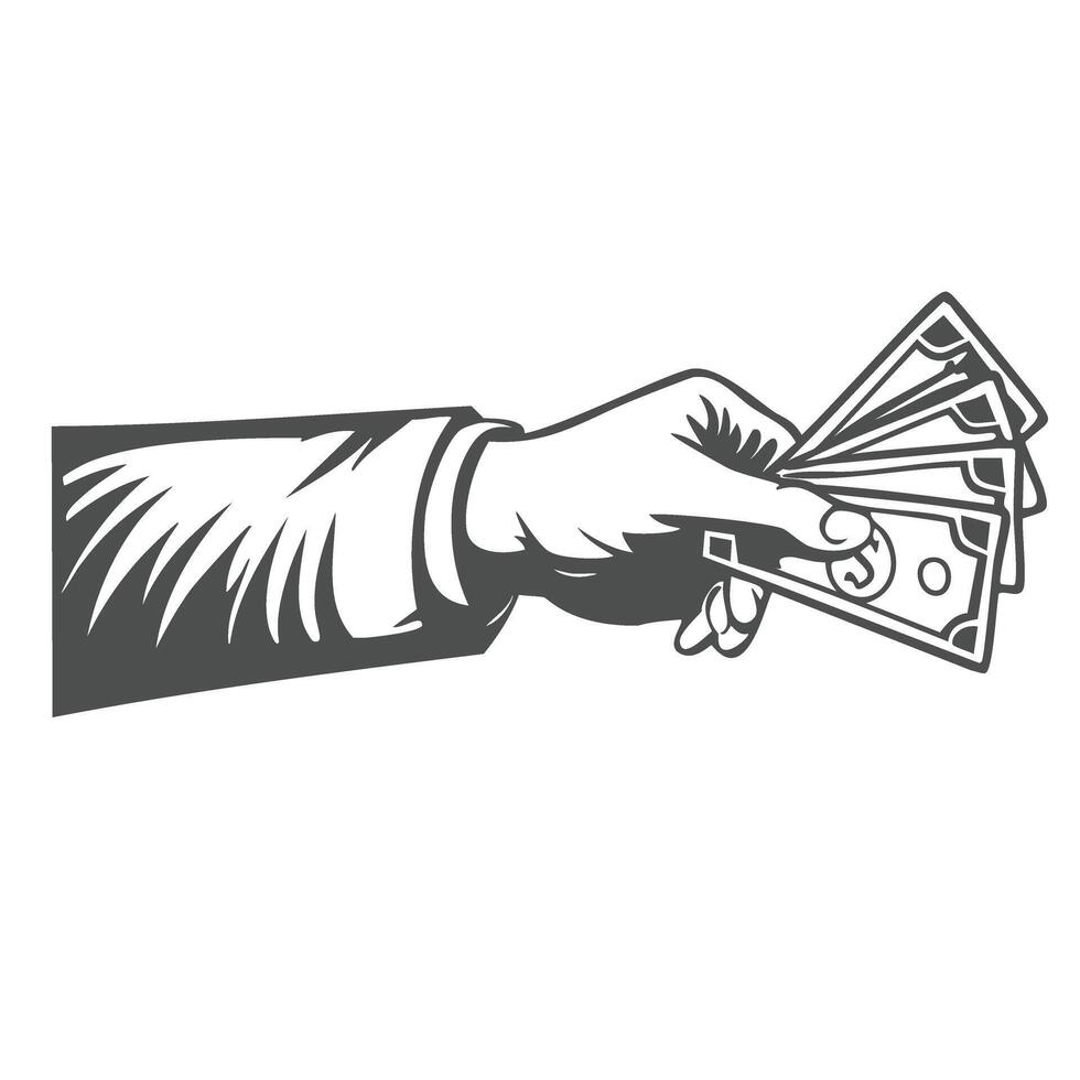 hand out cash line art comic vector