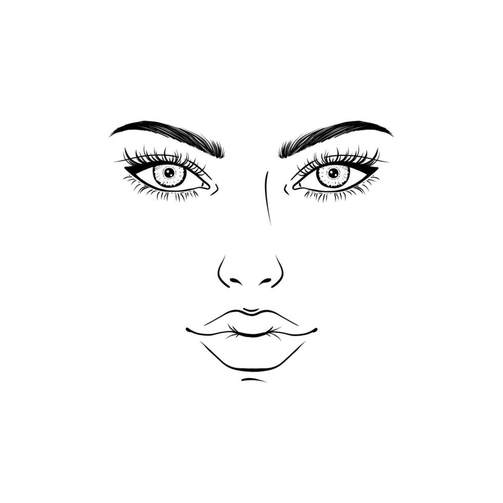 Collection of female faces vector