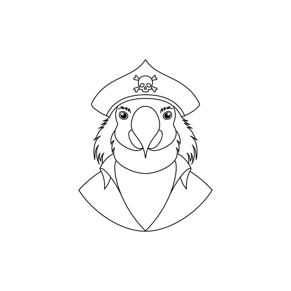 An icon of a parrot pirate wearing a hat. vector