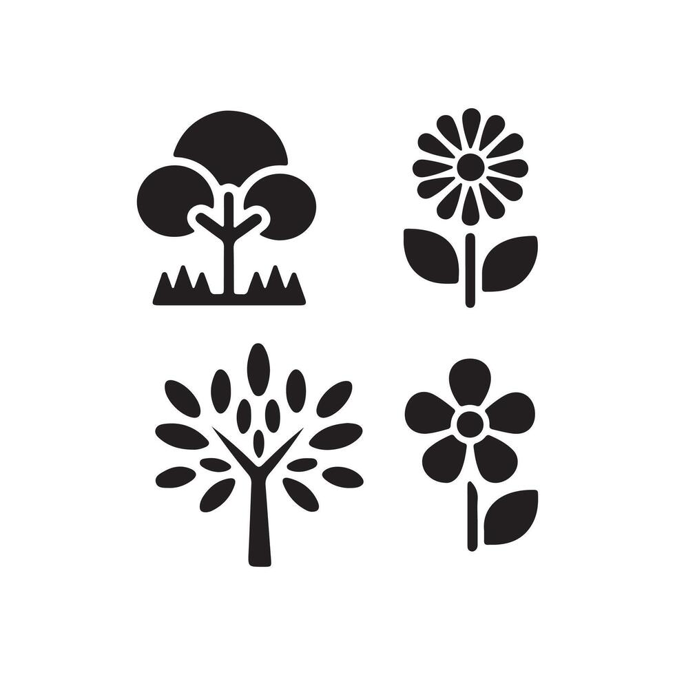 black filled tree icon silhouette illustration vector