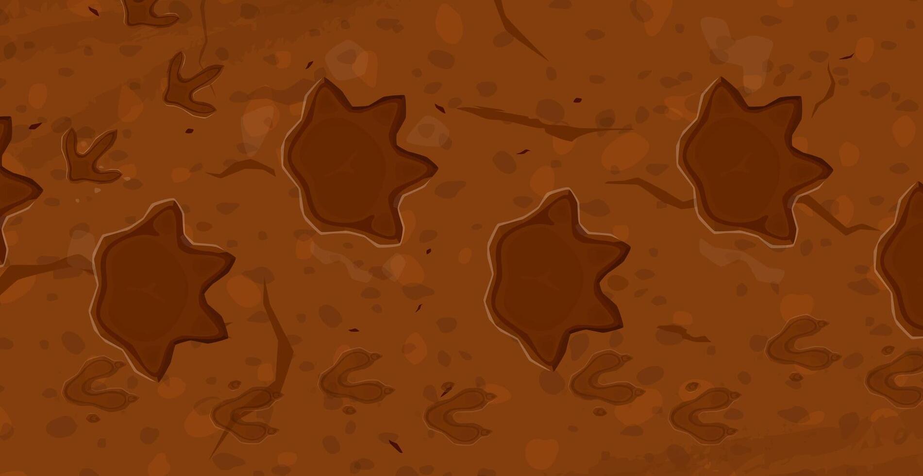 Prehistoric era dinosaur fossil footprints vector