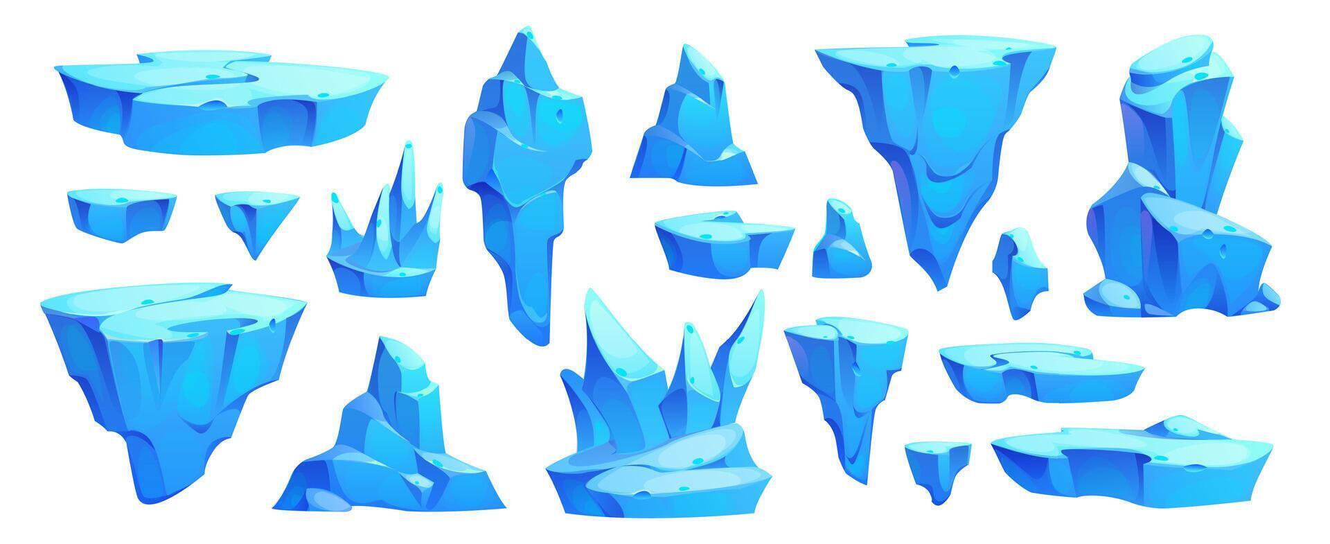 Cartoon ice crystals and frozen arctic iceberg vector