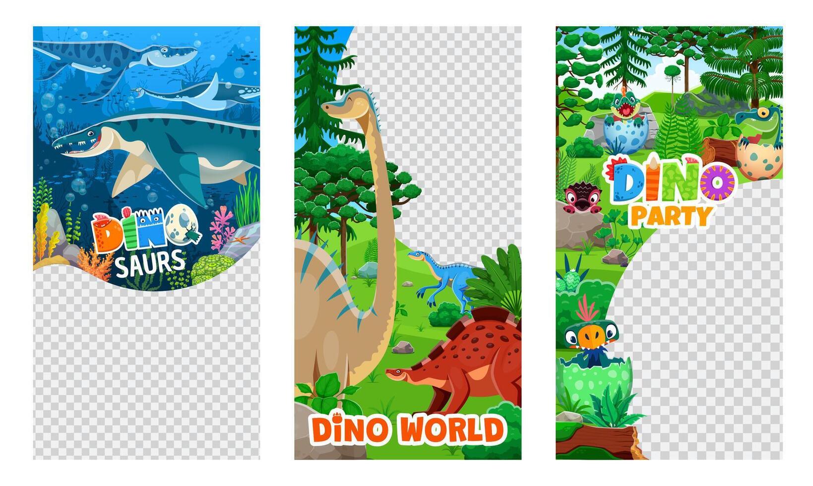 Dino park flyer templates prehistoric dinosaurs vector