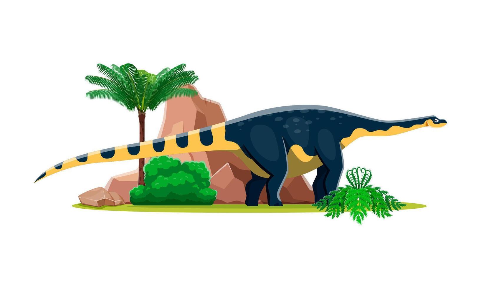 cartoon prehistoric magyarosaurus dino character vector