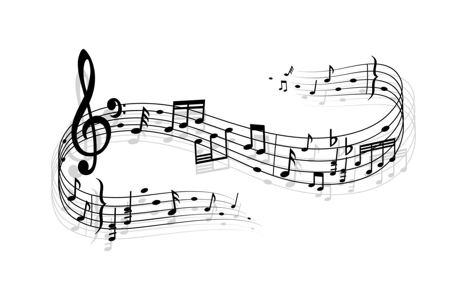 Music song wave with treble notes and clef symbol vector