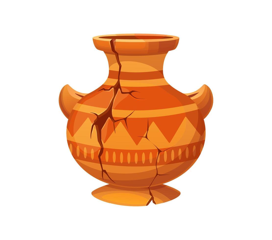 Cartoon ancient antique broken ceramic vase vector