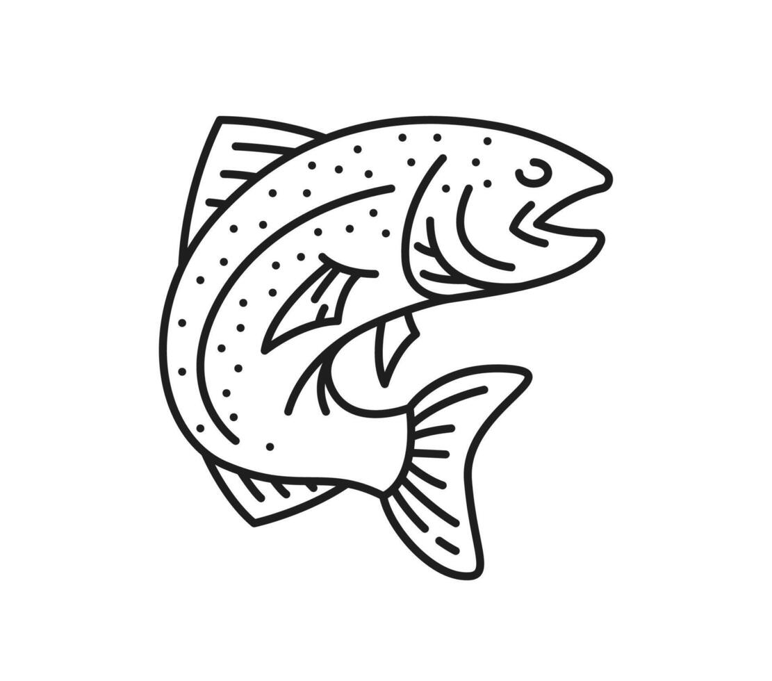 Salmon fish meat thin line icon or symbol vector