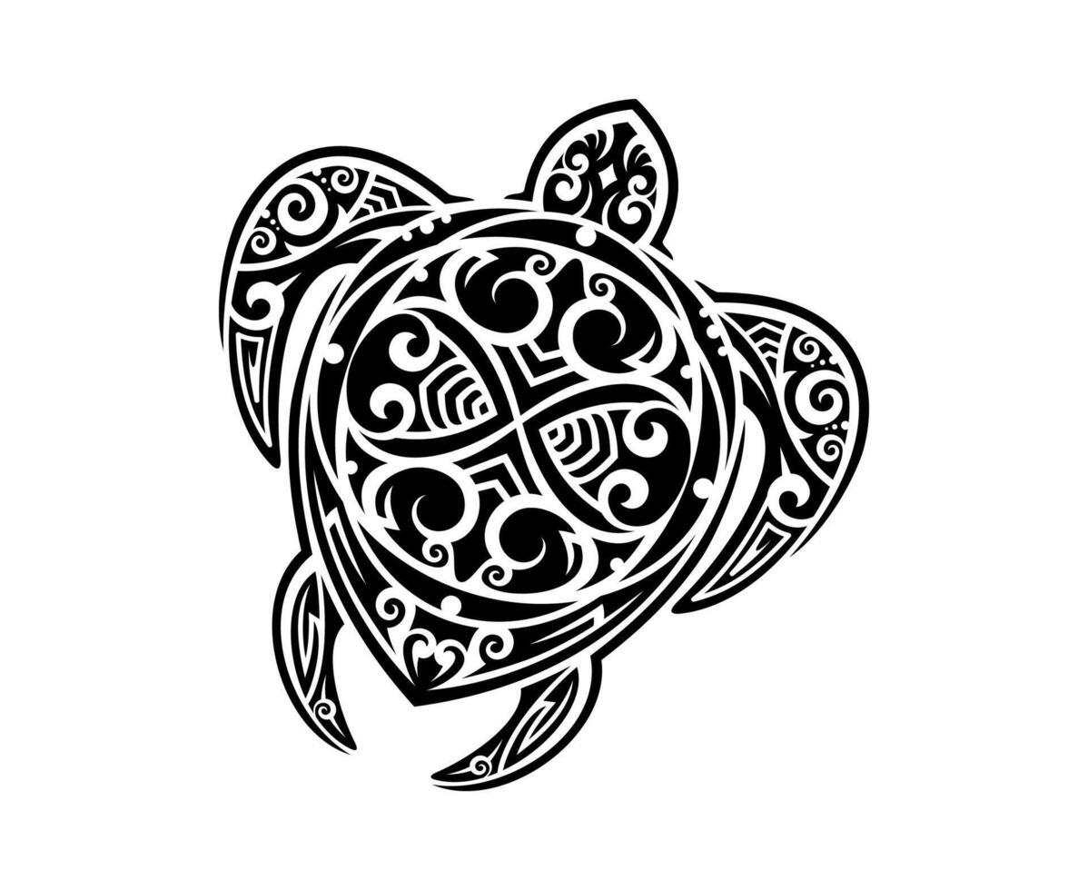 Maori tribal turtle reptile animal tattoo vector