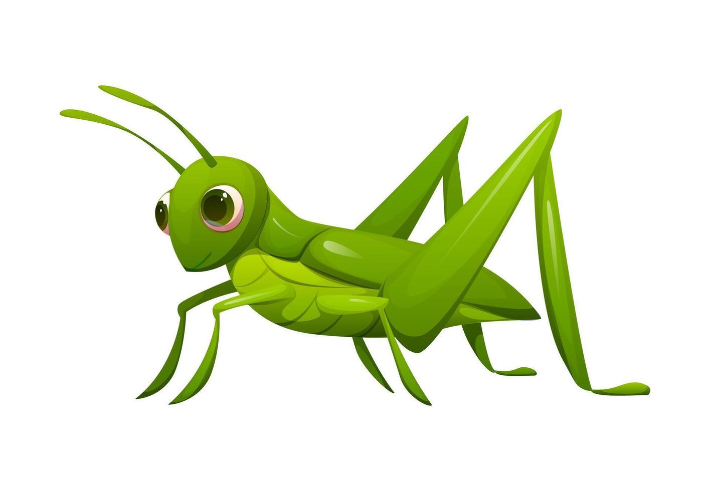 Cartoon funny grasshopper insect pest character vector