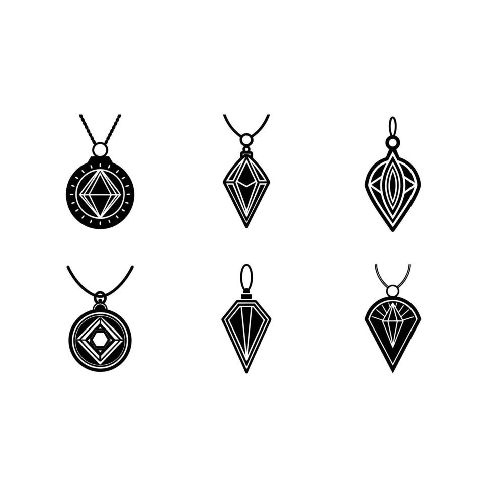 Pendant Icon and Linocut Silhouette Design vector