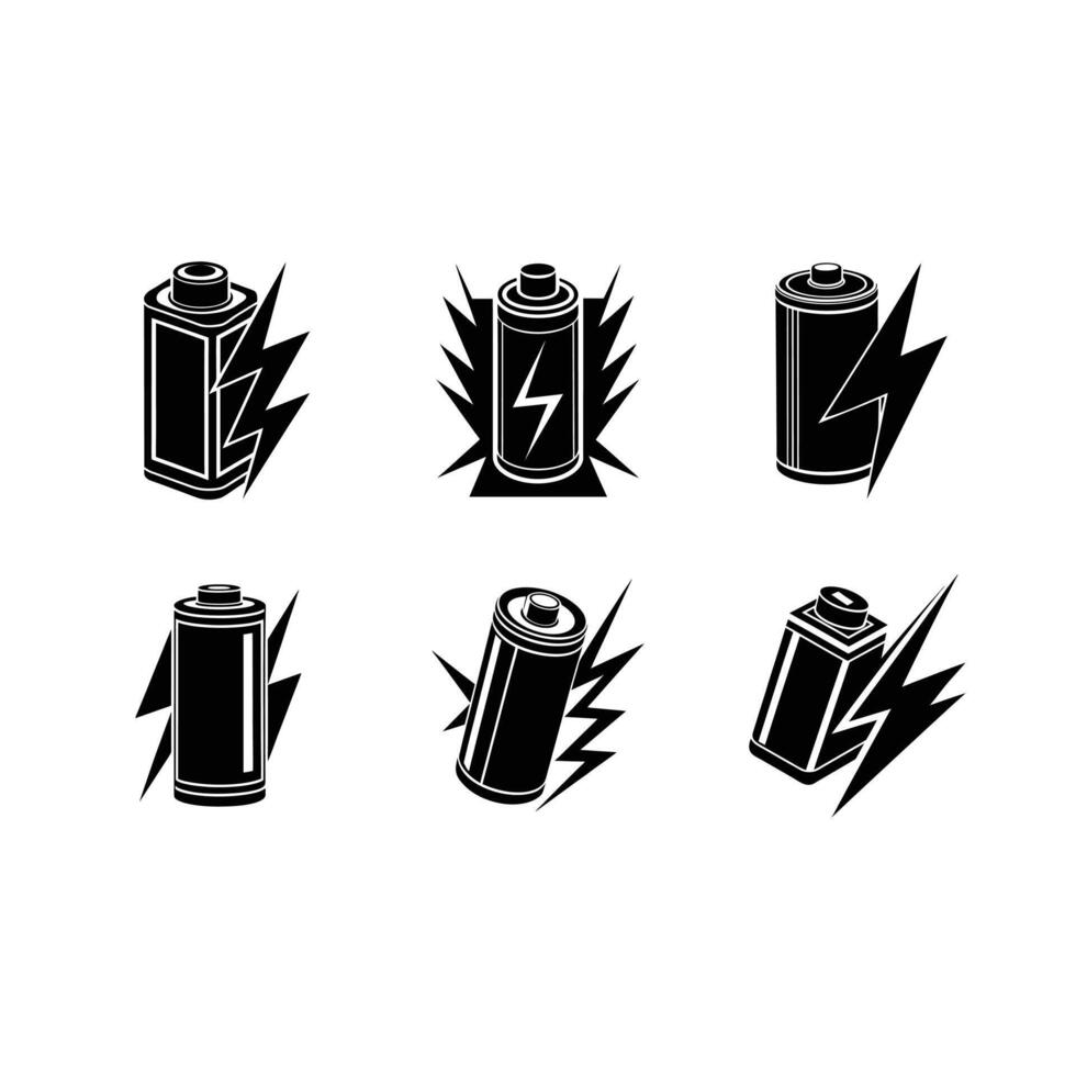 Charging Battery and Linocut Silhouette Design vector