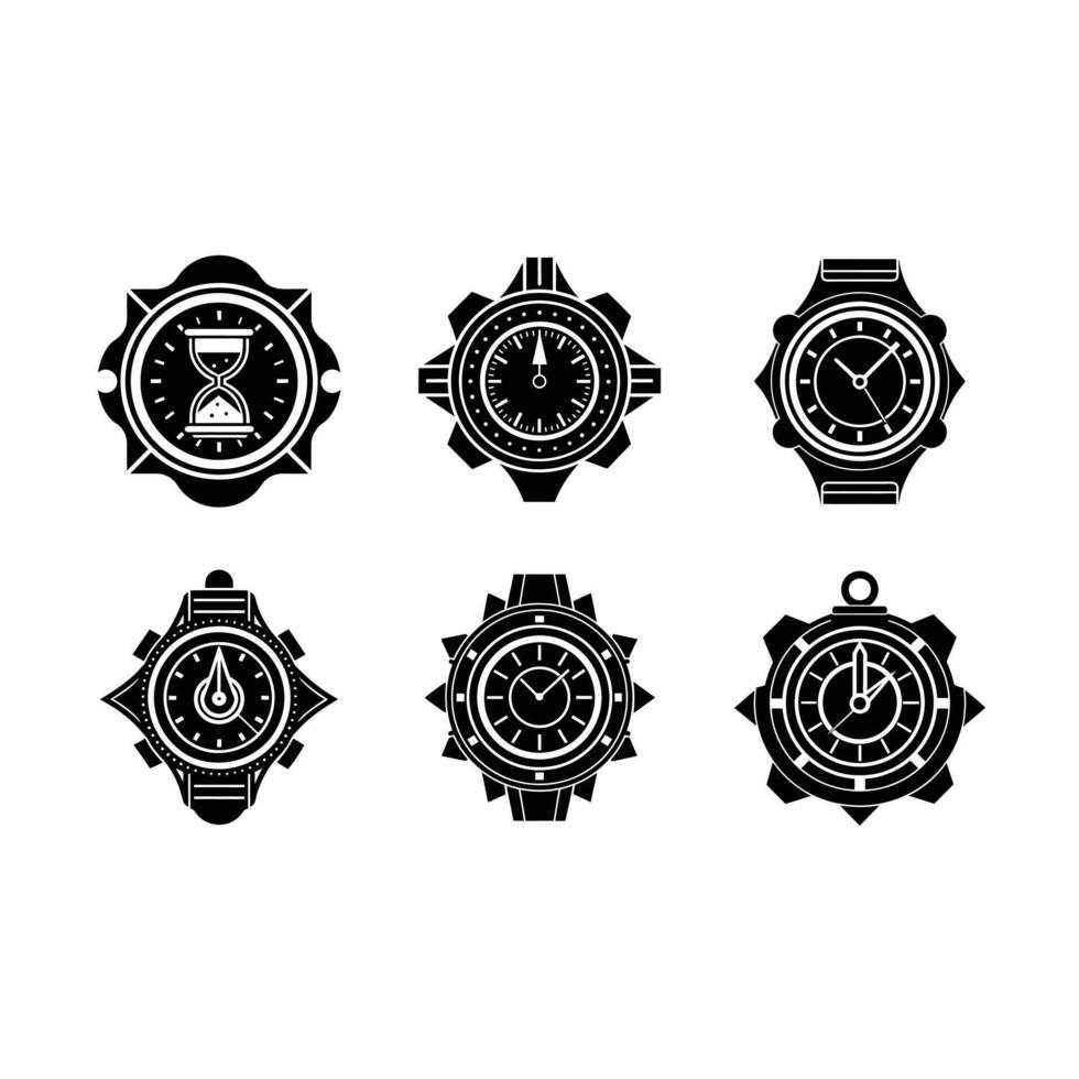 Timepiece Graphic - and Linocut Silhouette Design vector