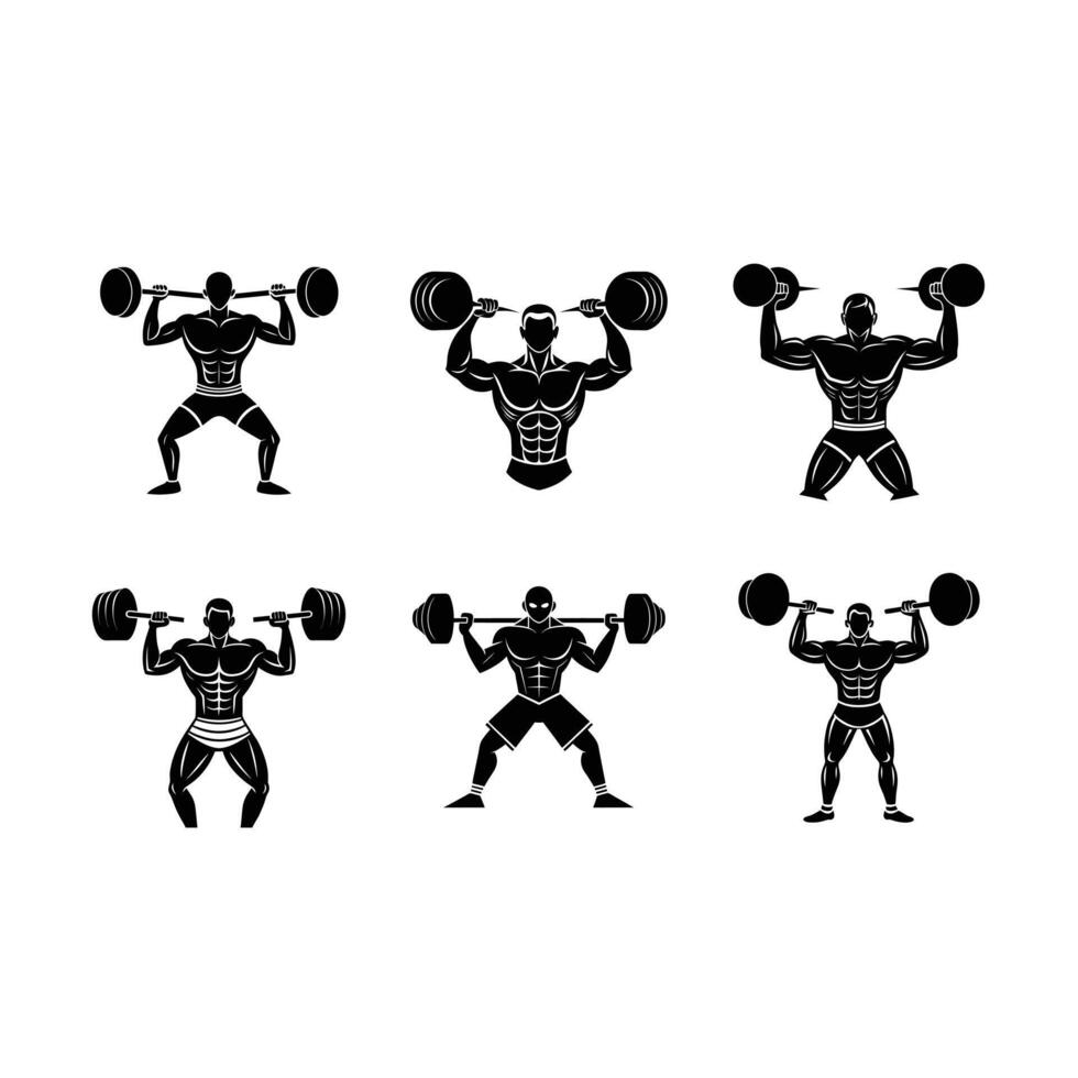 Crossfit and Linocut Silhouette Design vector