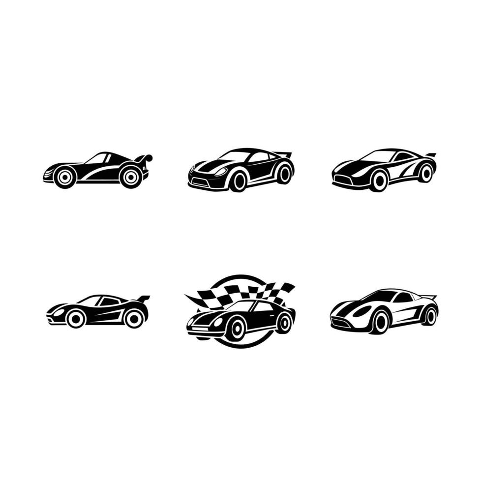Racing Car Icon - and Linocut Silhouette Design vector