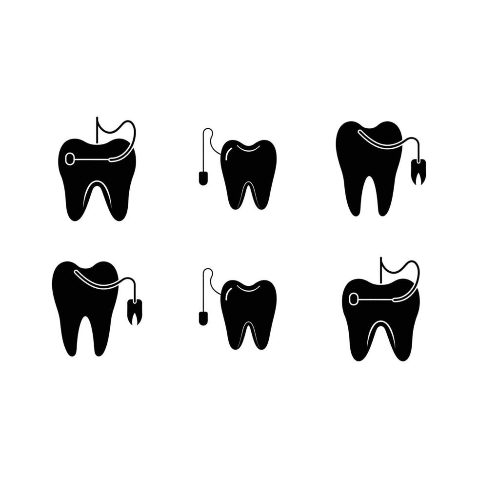 Dental Floss Icon - and Linocut Silhouette Design vector