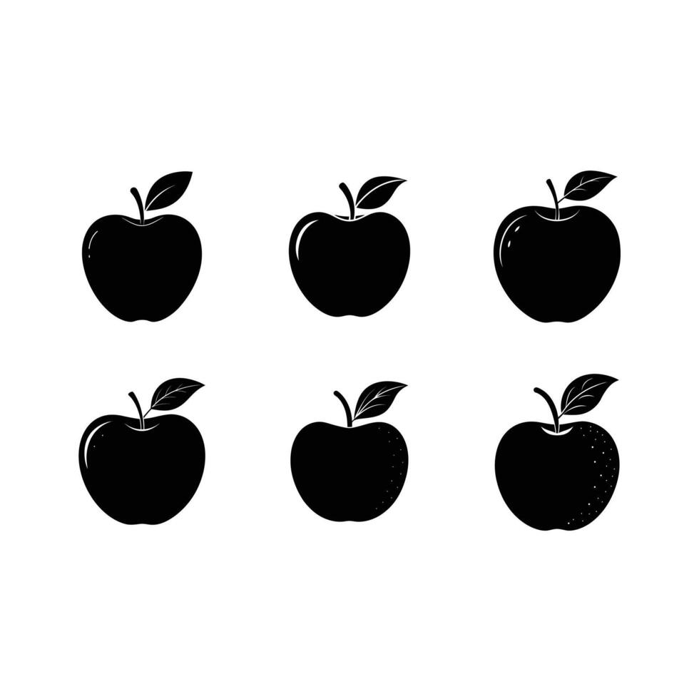 Apple Icon and Linocut Silhouette Design vector
