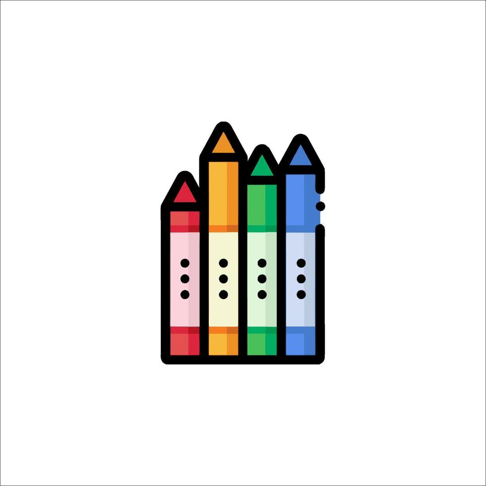 Colorful crayons icon on white background vector