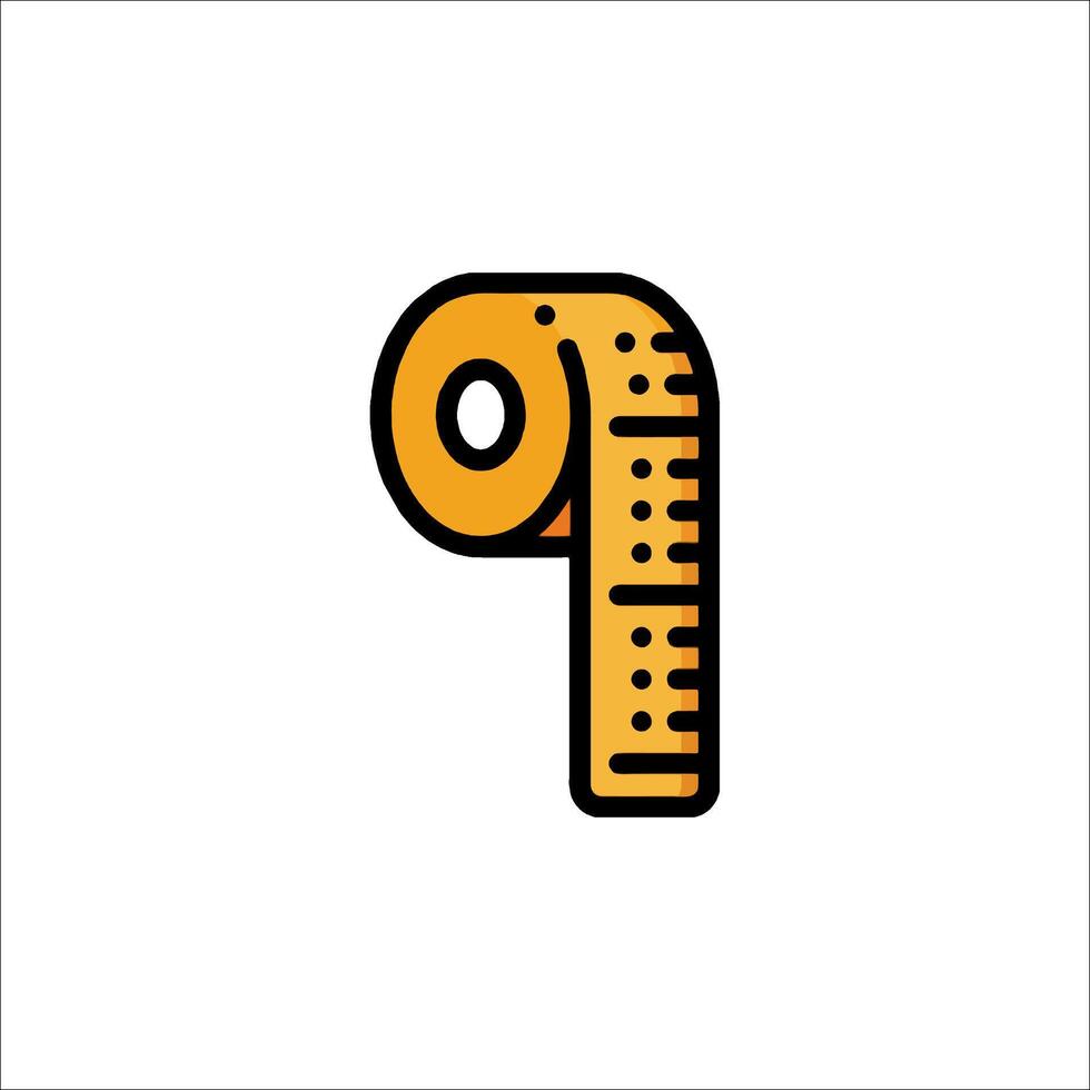 A yellow and orange measuring tape icon vector