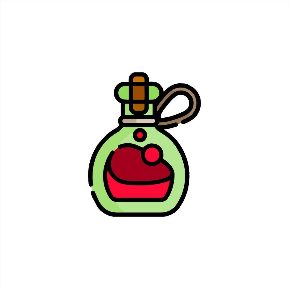 A green potion bottle with a red liquid inside vector