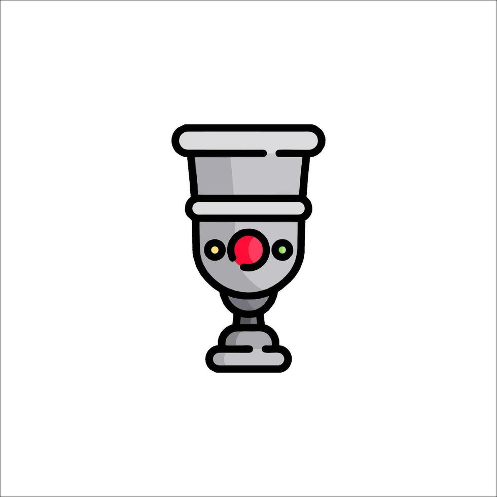 A silver cup with a red button on it vector
