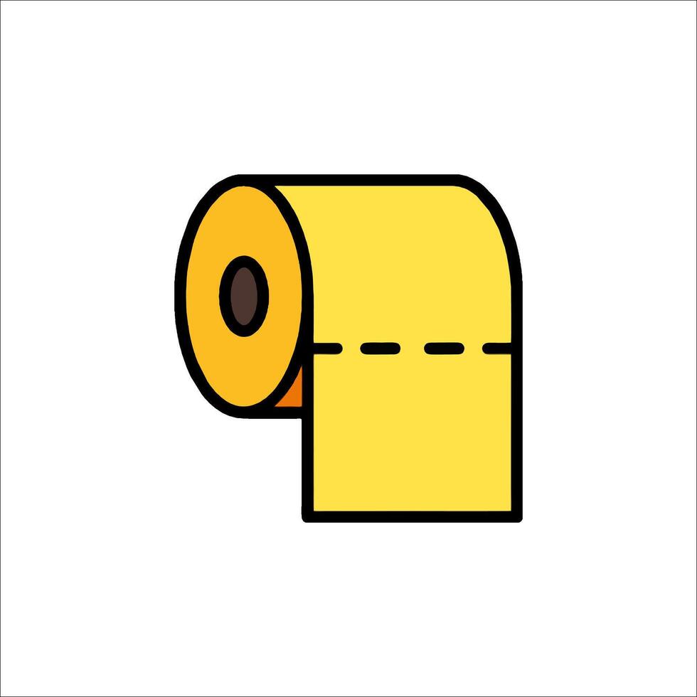 A yellow roll of toilet paper icon vector