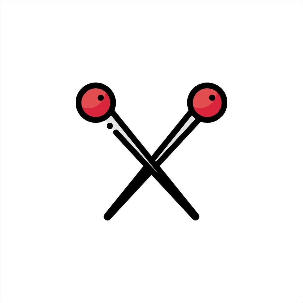 Two crossed sticks with red balls on them vector