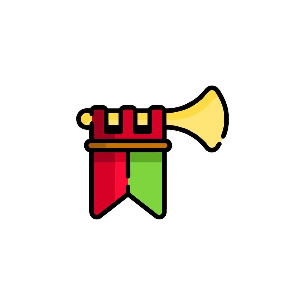 A trumpet with a red, green and white ribbon vector