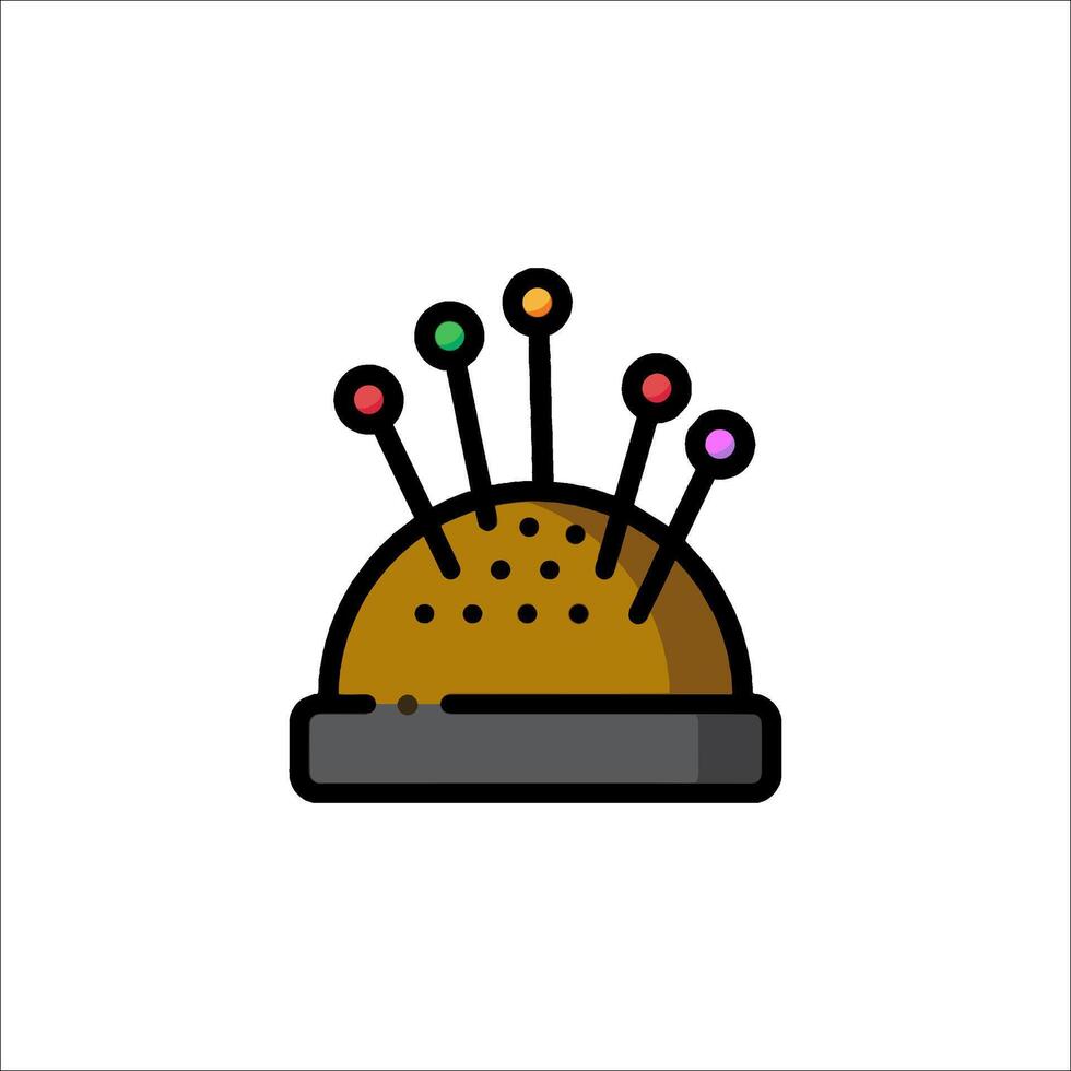 A pin cushion icon with pins on it vector